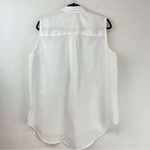 Frank & Eileen White Linen Sleeveless Blouse Shirt Size L - Picture 2 of 8